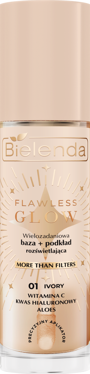 Bielenda FLAWLESS GLOW wielozadaniowa rozświetlająca baza + podkład, 01 Ivory 30ml