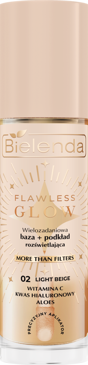 Bielenda FLAWLESS GLOW wielozadaniowa rozświetlająca baza + podkład, 02 Light Beige 30ml