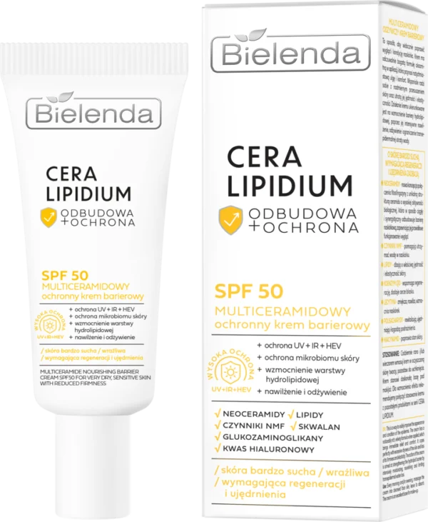 BIELENDA Cera Lipidium Krem do twarzy, ochronny, barierowy, multiceramidowy, SPF 50 (30ml)