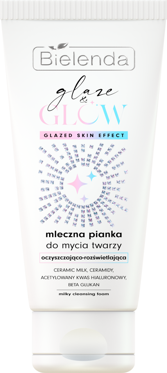 Bielenda Glaze&Glow Pianka do mycia twarzy, mleczna, oczyszczająco-rozświetlająca (135ml)