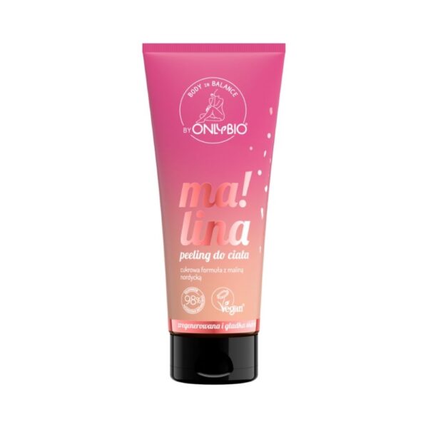 OnlyBio Peeling do ciała, cukrowy, Malina (200ml)