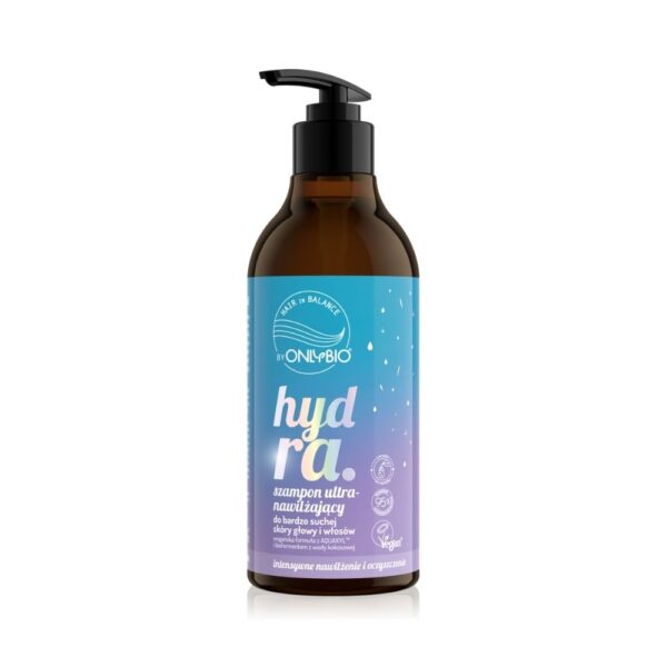 OnlyBio Hydra Szampon do włosów ultranawilżający, do bardzo suchej skóry głowy i włosów (400ml)