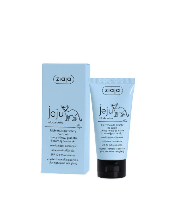 Ziaja Jeju biały mus do twarzy na dzień SPF 10 ochrona niska 50ml