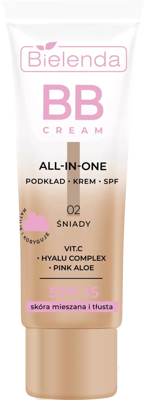 BIELENDA BB Cream All in one - podkład, krem, spf - skóra mieszana i tłusta- 02 śniady 30g