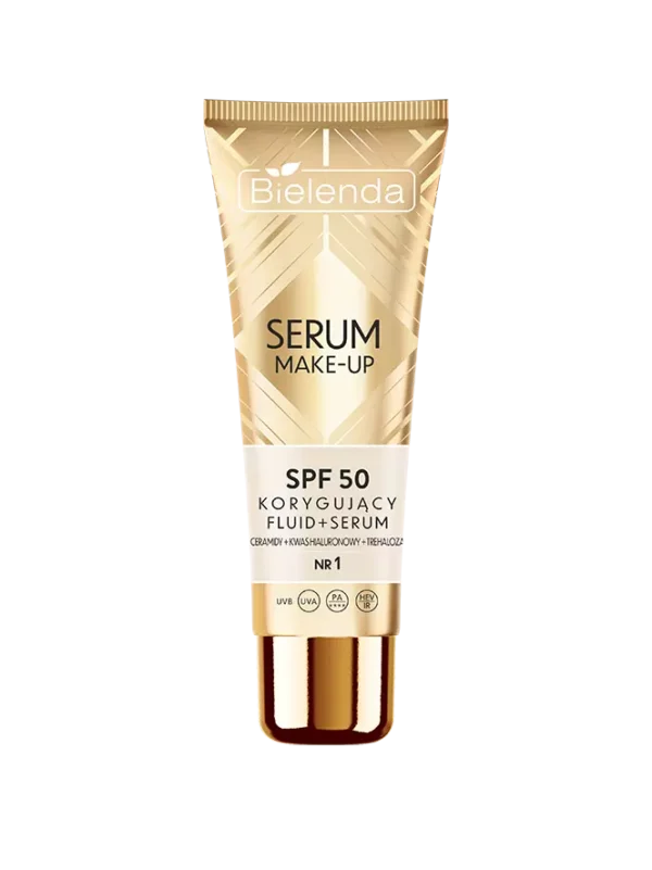 BIELENDA SERUM MAKE-UP Korygujący fluid+serum SPF50 do każdego typu cery, odcień nr.1 30g
