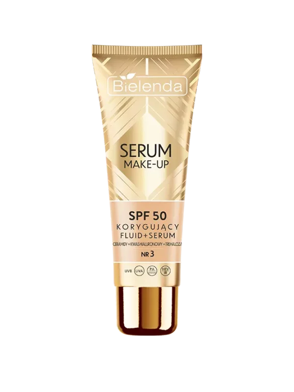 BIELENDA SERUM MAKE-UP Korygujący fluid+serum SPF50 do każdego typu cery, odcień nr.3 30g