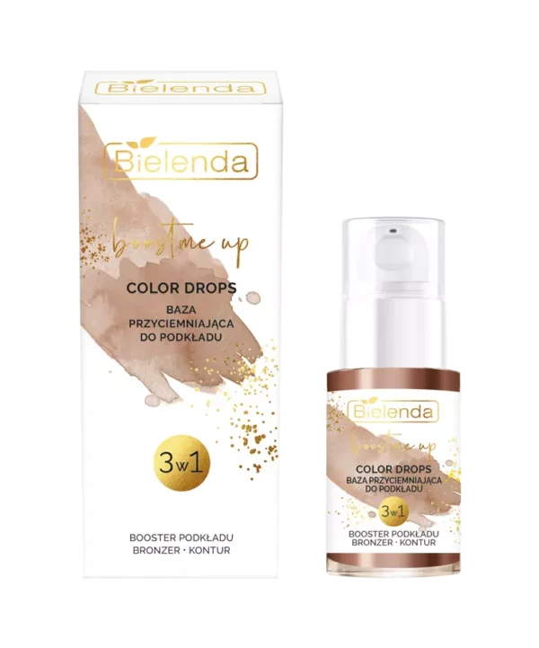 Bielenda BOOST ME UP Color drops Baza przyciemniająca do podkładu 3w1 booster podkładu / bronzer / kontur 15ml